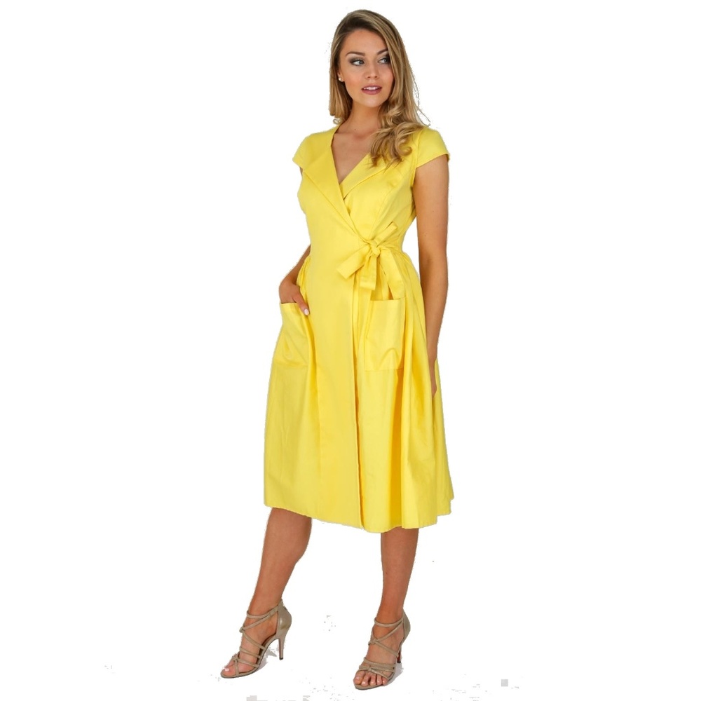 nwot collectif rockabilly yellow dress size 6 s - Picture 1 of 9